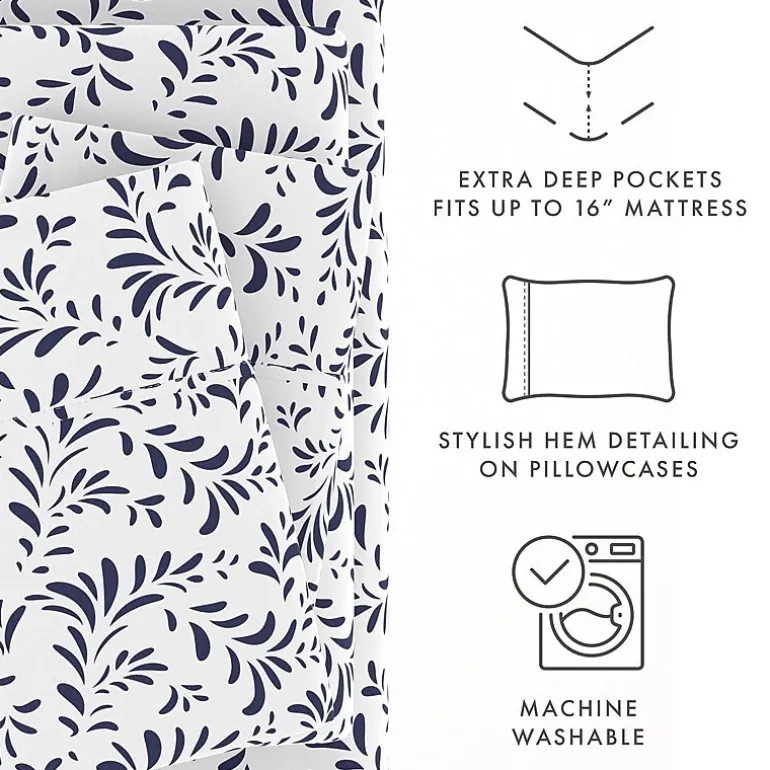 Casual Comfort Premium Ultra Burst of Vines Pattern 4 Piece Bed Sheet Set