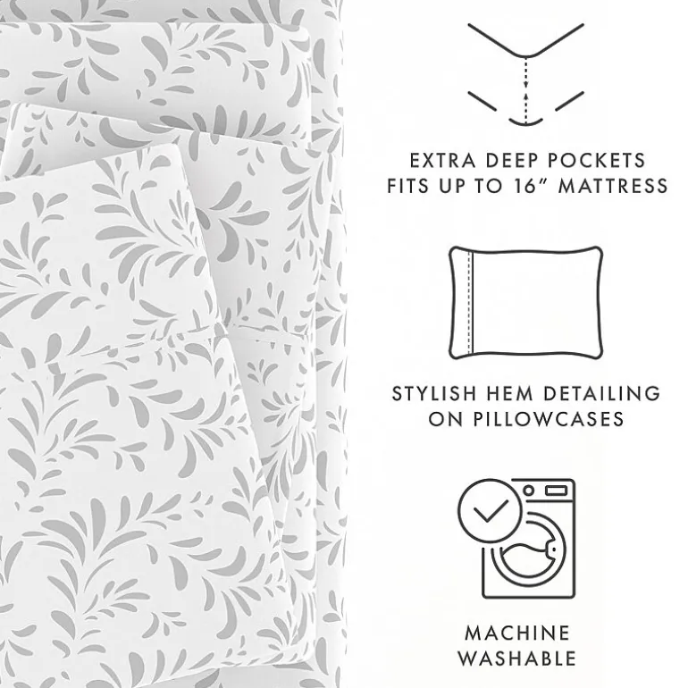 Casual Comfort Premium Ultra Burst of Vines Pattern 4 Piece Bed Sheet Set