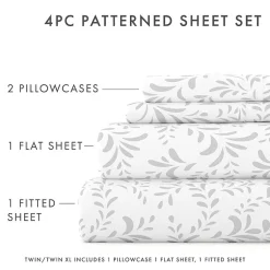Casual Comfort Premium Ultra Burst of Vines Pattern 4 Piece Bed Sheet Set