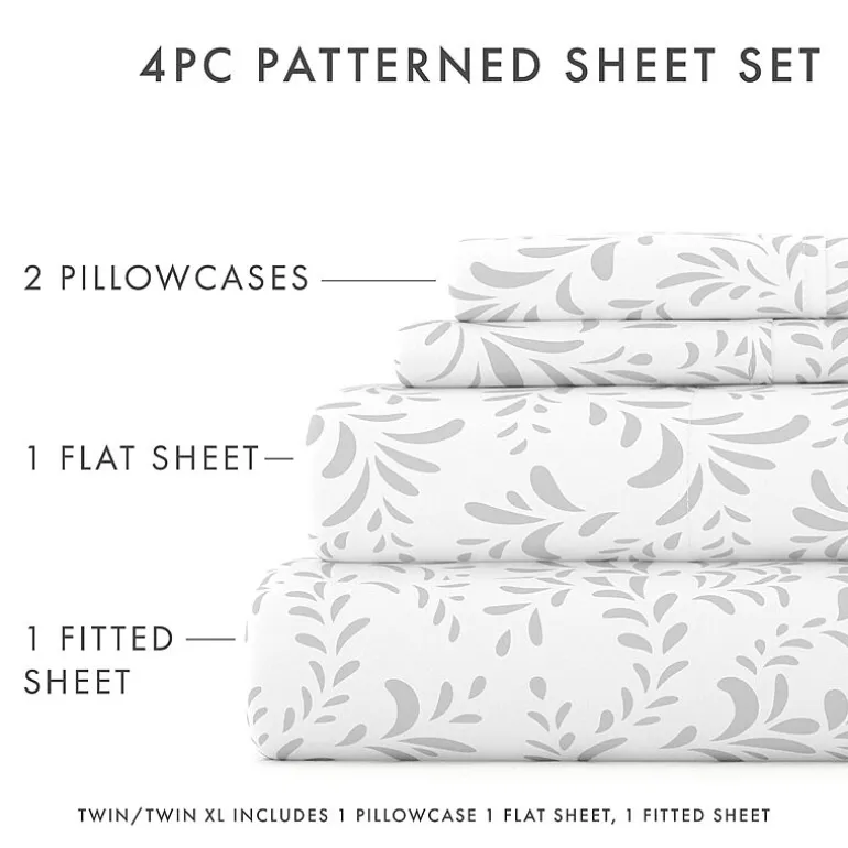 Casual Comfort Premium Ultra Burst of Vines Pattern 4 Piece Bed Sheet Set