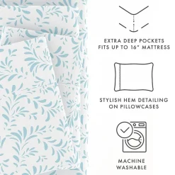 Casual Comfort Premium Ultra Burst of Vines Pattern 4 Piece Bed Sheet Set