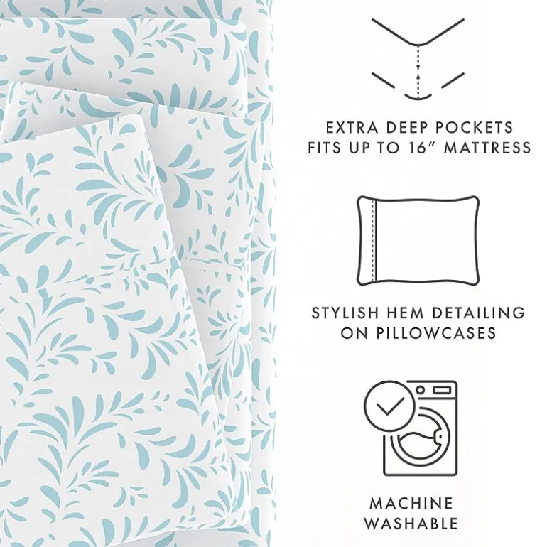 Casual Comfort Premium Ultra Burst of Vines Pattern 4 Piece Bed Sheet Set