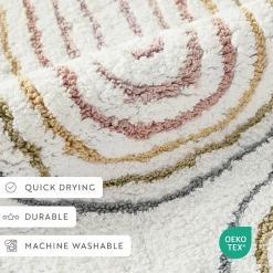 Casual Comfort Rainbow Pattern Cotton Bath Rug