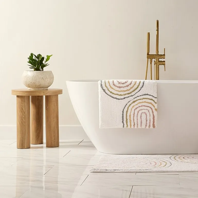 Casual Comfort Rainbow Pattern Cotton Bath Rug