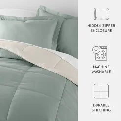 Casual Comfort Solid Reversible Lightweight Down Alternative Comforter Set