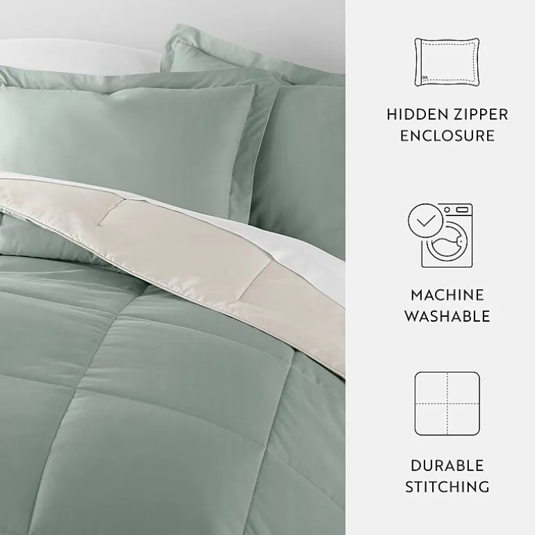 Casual Comfort Solid Reversible Lightweight Down Alternative Comforter Set