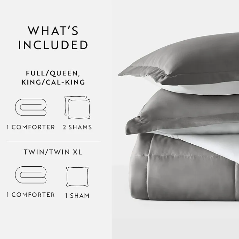 Casual Comfort Solid Reversible Lightweight Down Alternative Comforter Set
