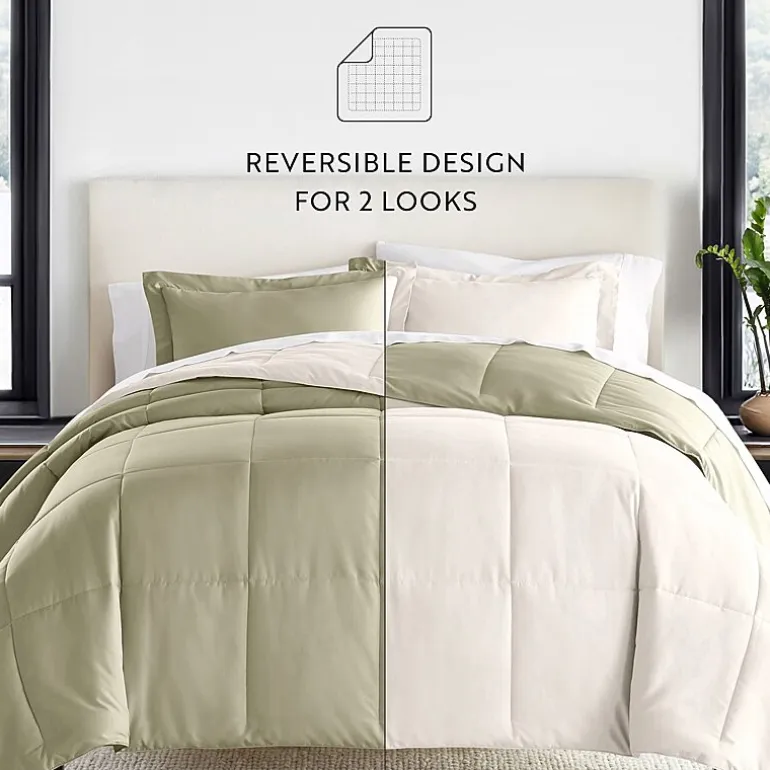 Casual Comfort Solid Reversible Lightweight Down Alternative Comforter Set