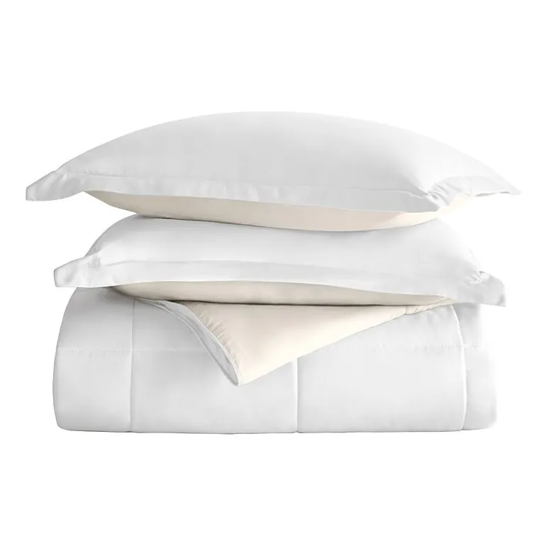 Casual Comfort Solid Reversible Lightweight Down Alternative Comforter Set
