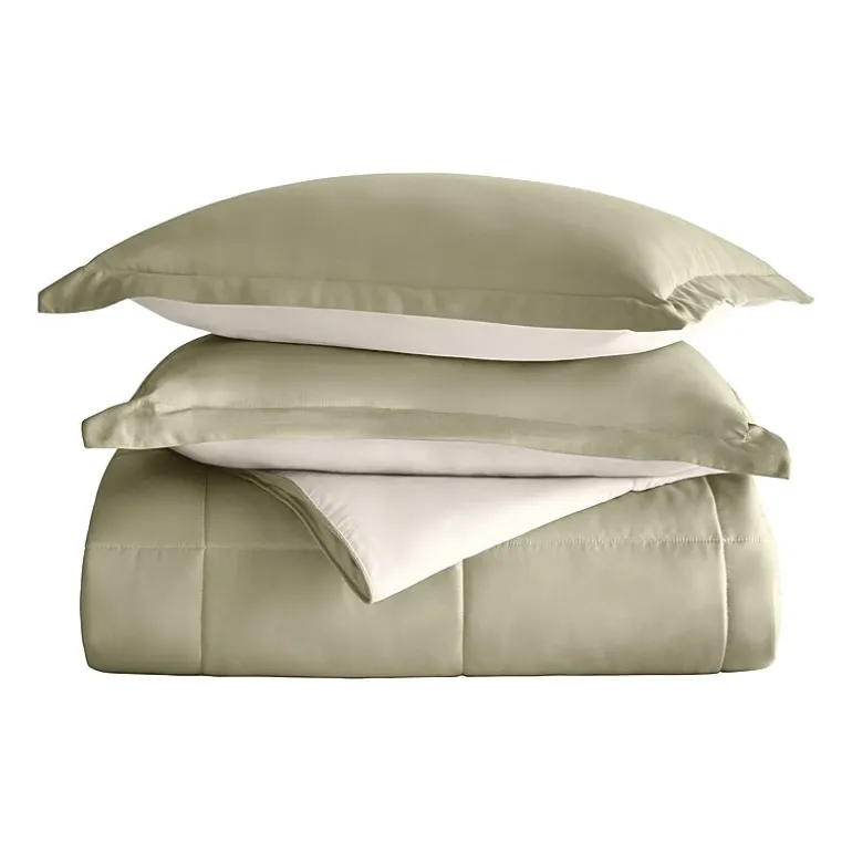 Casual Comfort Solid Reversible Lightweight Down Alternative Comforter Set