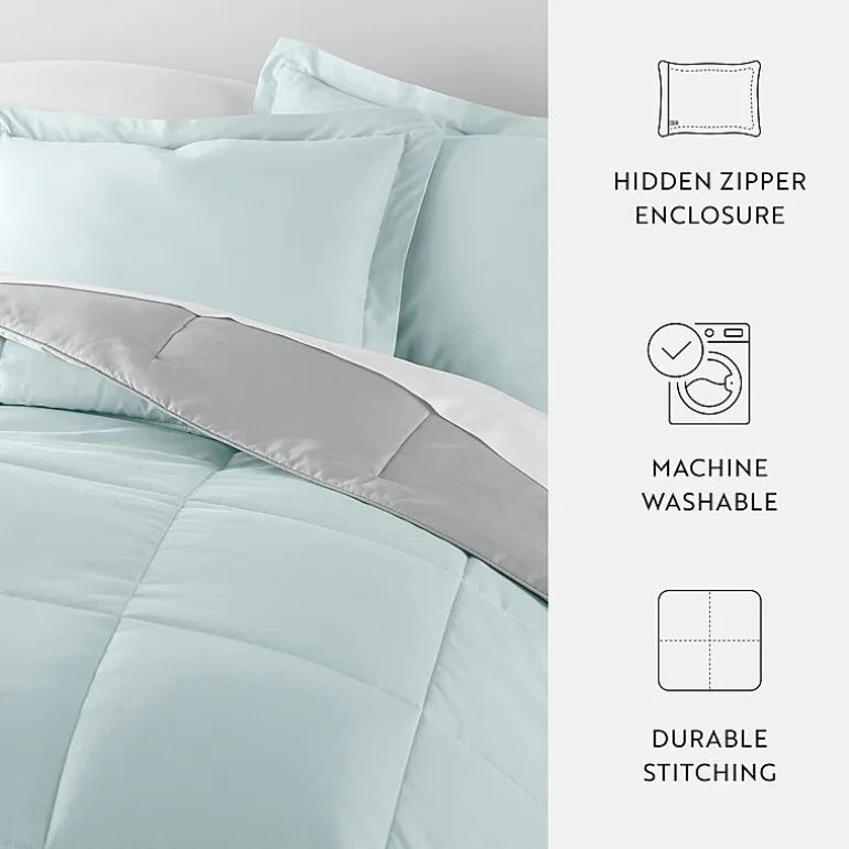 Casual Comfort Solid Reversible Lightweight Down Alternative Comforter Set