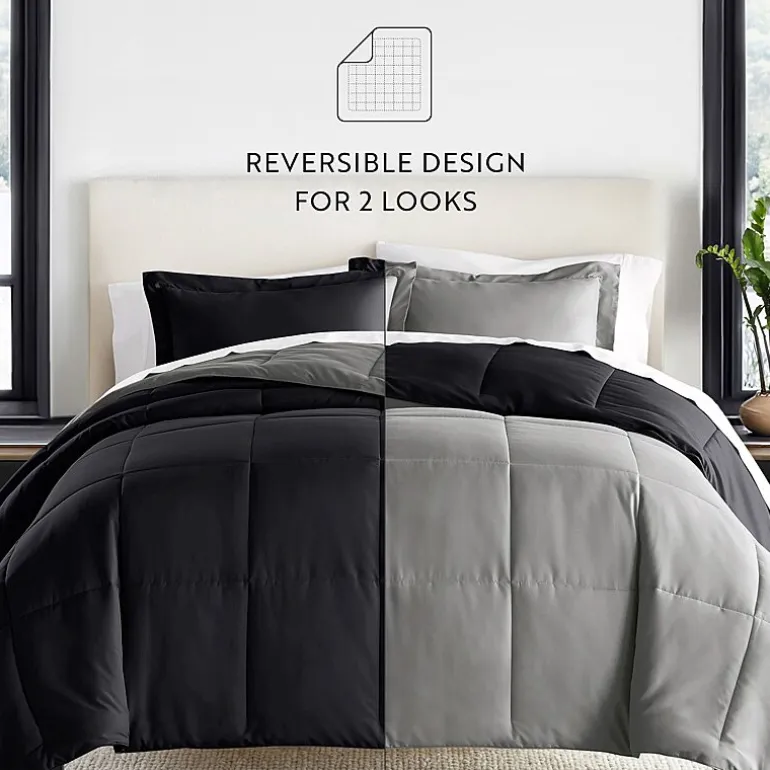 Casual Comfort Solid Reversible Lightweight Down Alternative Comforter Set