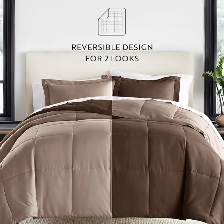 Casual Comfort Solid Reversible Lightweight Down Alternative Comforter Set