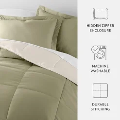 Casual Comfort Solid Reversible Lightweight Down Alternative Comforter Set