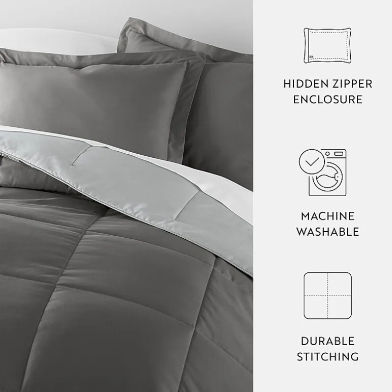 Casual Comfort Solid Reversible Lightweight Down Alternative Comforter Set