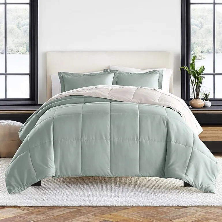 Casual Comfort Solid Reversible Lightweight Down Alternative Comforter Set