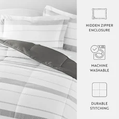 Casual Comfort Stitch Stripe Midweight Down Alternative Comforter Set