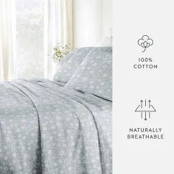 Casual Comfort 300tc Cotton Sateen Pattern 4 piece Sheet Set
