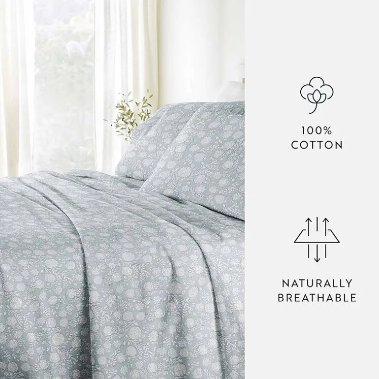 Casual Comfort 300tc Cotton Sateen Pattern 4 piece Sheet Set