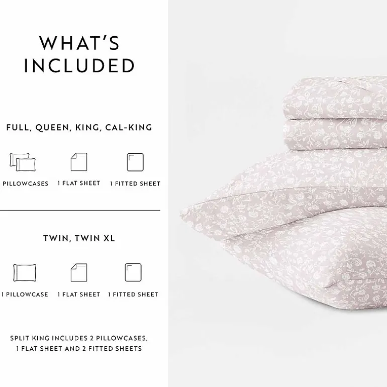 Casual Comfort 300tc Cotton Sateen Pattern 4 piece Sheet Set