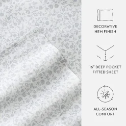 Casual Comfort 300tc Cotton Sateen Pattern 4 piece Sheet Set