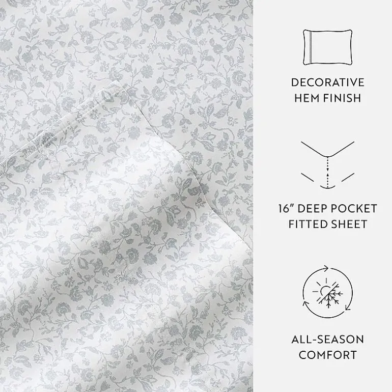 Casual Comfort 300tc Cotton Sateen Pattern 4 piece Sheet Set