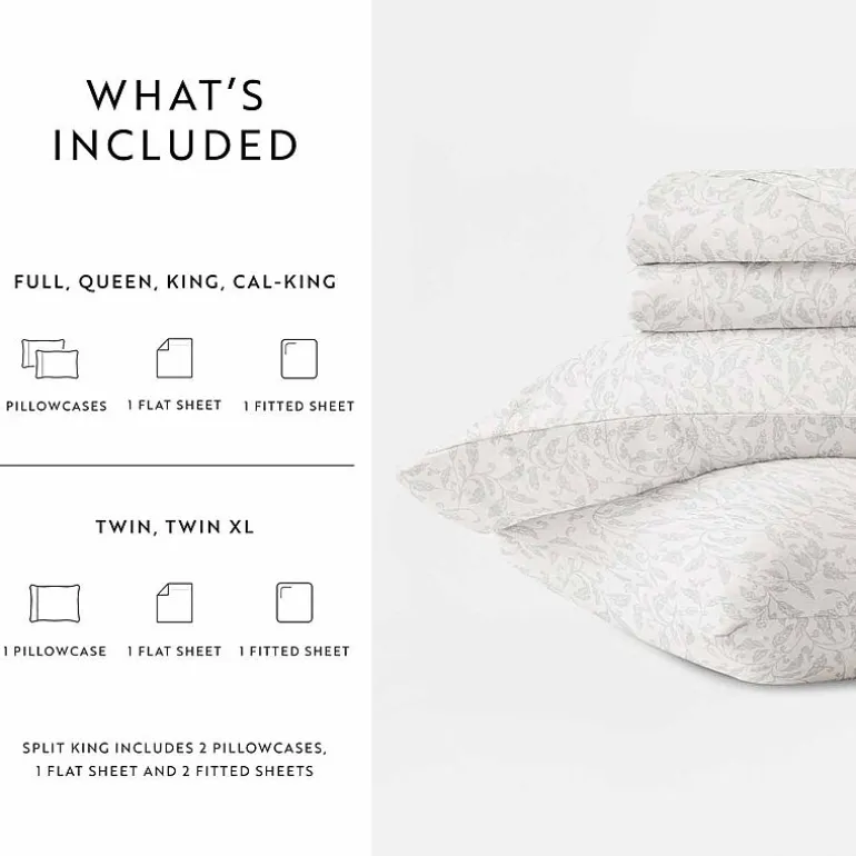 Casual Comfort 300tc Cotton Sateen Pattern 4 piece Sheet Set