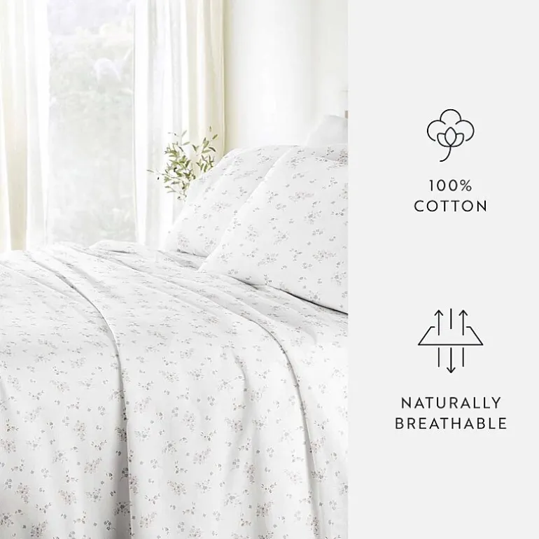 Casual Comfort 300tc Cotton Sateen Pattern 4 piece Sheet Set