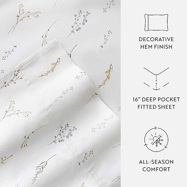 Casual Comfort 300tc Cotton Sateen Pattern 4 piece Sheet Set