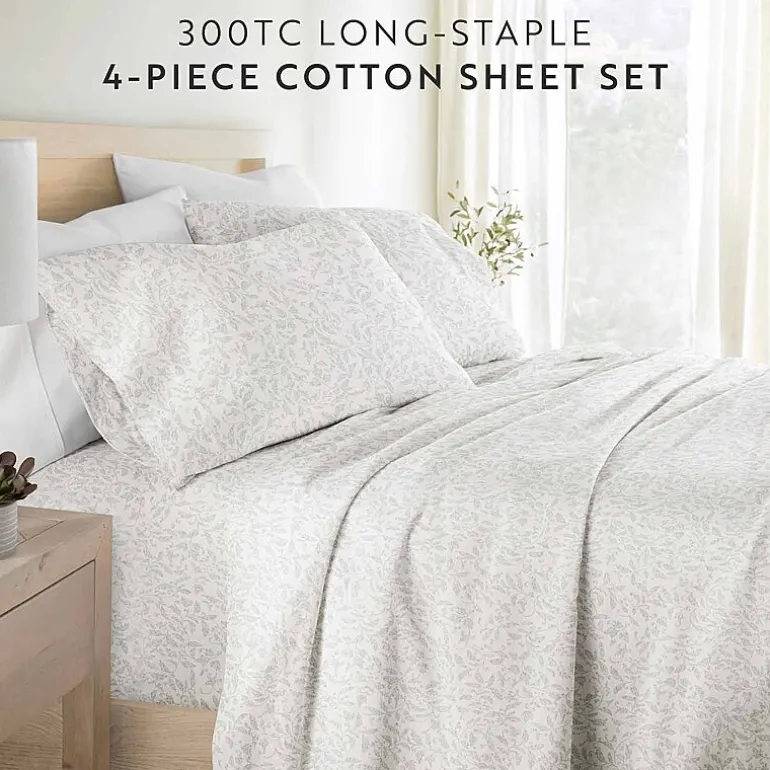 Casual Comfort 300tc Cotton Sateen Pattern 4 piece Sheet Set