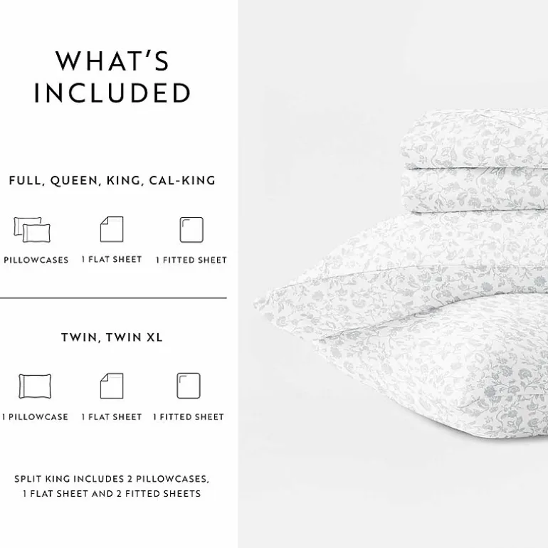Casual Comfort 300tc Cotton Sateen Pattern 4 piece Sheet Set