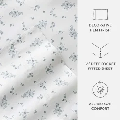 Casual Comfort 300tc Cotton Sateen Pattern 4 piece Sheet Set