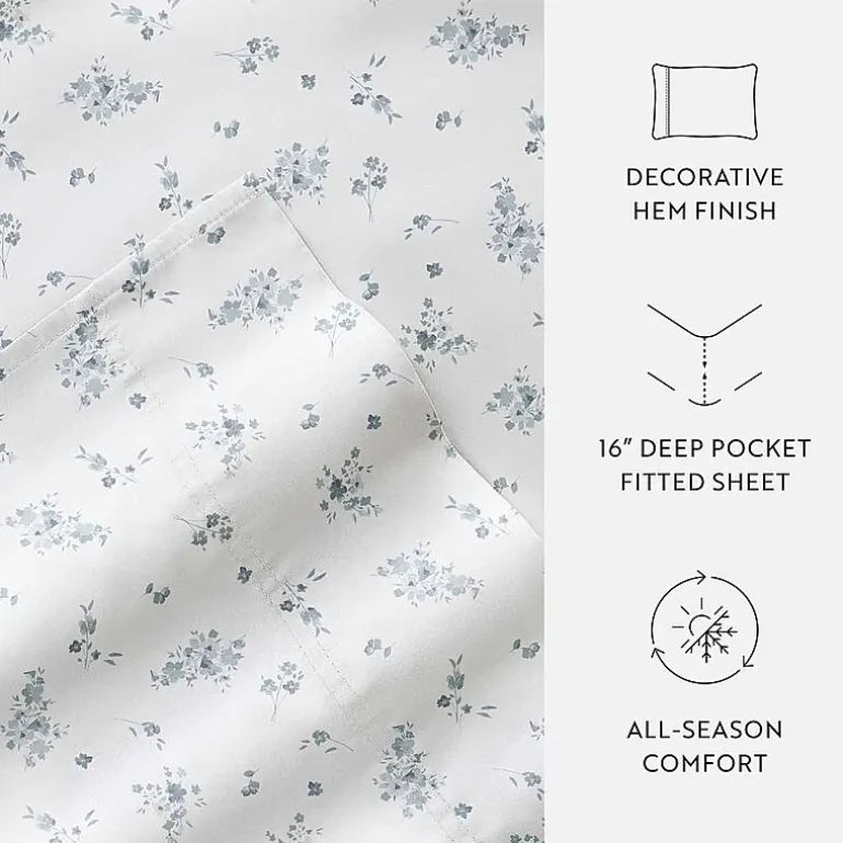 Casual Comfort 300tc Cotton Sateen Pattern 4 piece Sheet Set