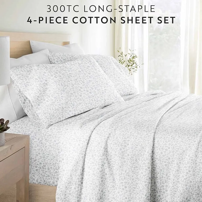 Casual Comfort 300tc Cotton Sateen Pattern 4 piece Sheet Set