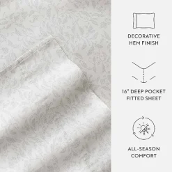 Casual Comfort 300tc Cotton Sateen Pattern 4 piece Sheet Set