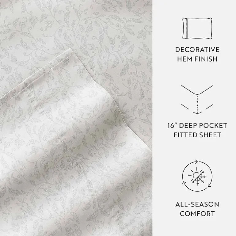 Casual Comfort 300tc Cotton Sateen Pattern 4 piece Sheet Set
