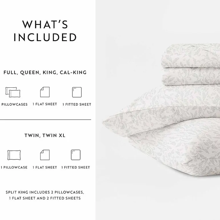 Casual Comfort 300tc Cotton Sateen Pattern 4 piece Sheet Set