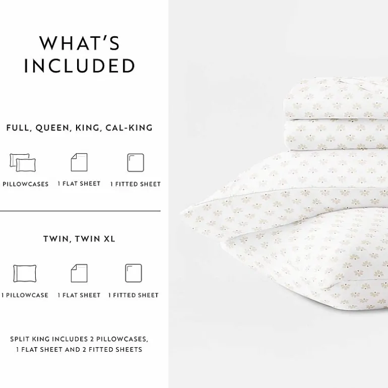 Casual Comfort 300tc Cotton Sateen Pattern 4 piece Sheet Set
