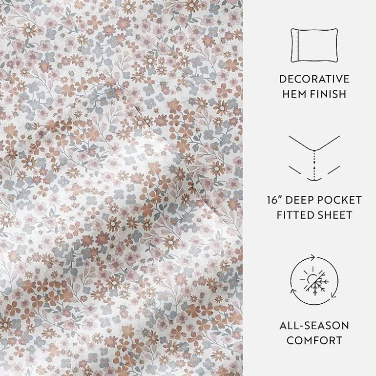 Casual Comfort 300tc Cotton Sateen Pattern 4 piece Sheet Set
