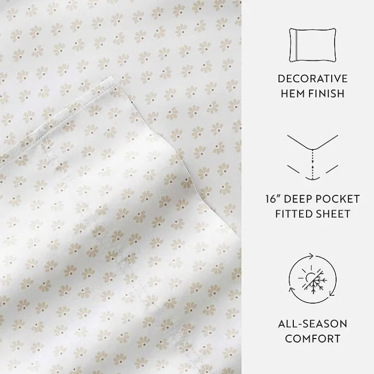 Casual Comfort 300tc Cotton Sateen Pattern 4 piece Sheet Set