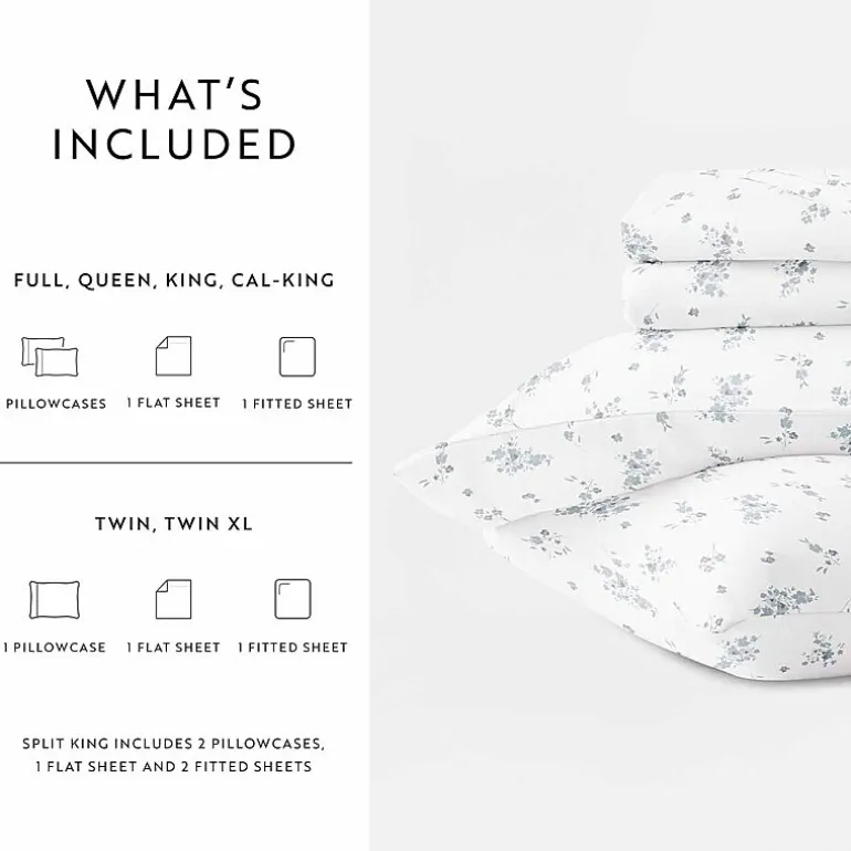 Casual Comfort 300tc Cotton Sateen Pattern 4 piece Sheet Set