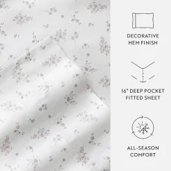 Casual Comfort 300tc Cotton Sateen Pattern 4 piece Sheet Set
