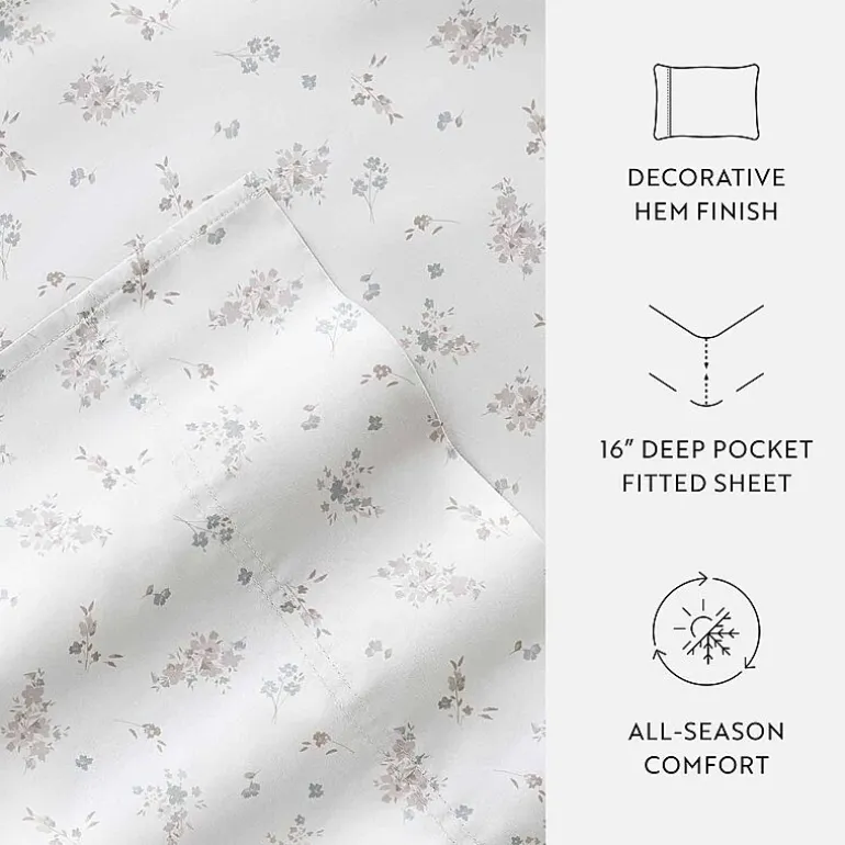 Casual Comfort 300tc Cotton Sateen Pattern 4 piece Sheet Set