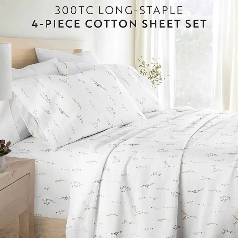 Casual Comfort 300tc Cotton Sateen Pattern 4 piece Sheet Set
