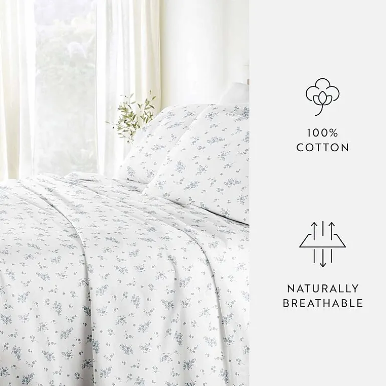Casual Comfort 300tc Cotton Sateen Pattern 4 piece Sheet Set