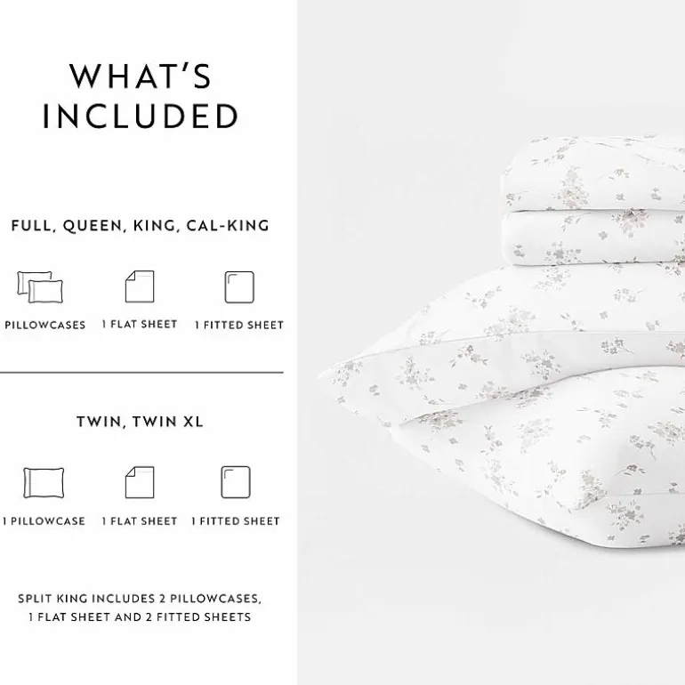 Casual Comfort 300tc Cotton Sateen Pattern 4 piece Sheet Set