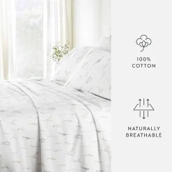 Casual Comfort 300tc Cotton Sateen Pattern 4 piece Sheet Set