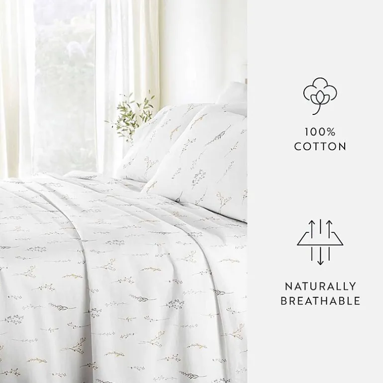 Casual Comfort 300tc Cotton Sateen Pattern 4 piece Sheet Set