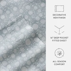 Casual Comfort 300tc Cotton Sateen Pattern 4 piece Sheet Set
