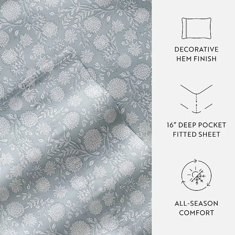 Casual Comfort 300tc Cotton Sateen Pattern 4 piece Sheet Set